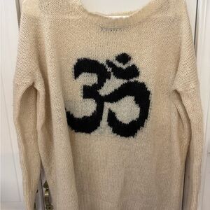 Mink Pink Om Print Cream Knit Sweater